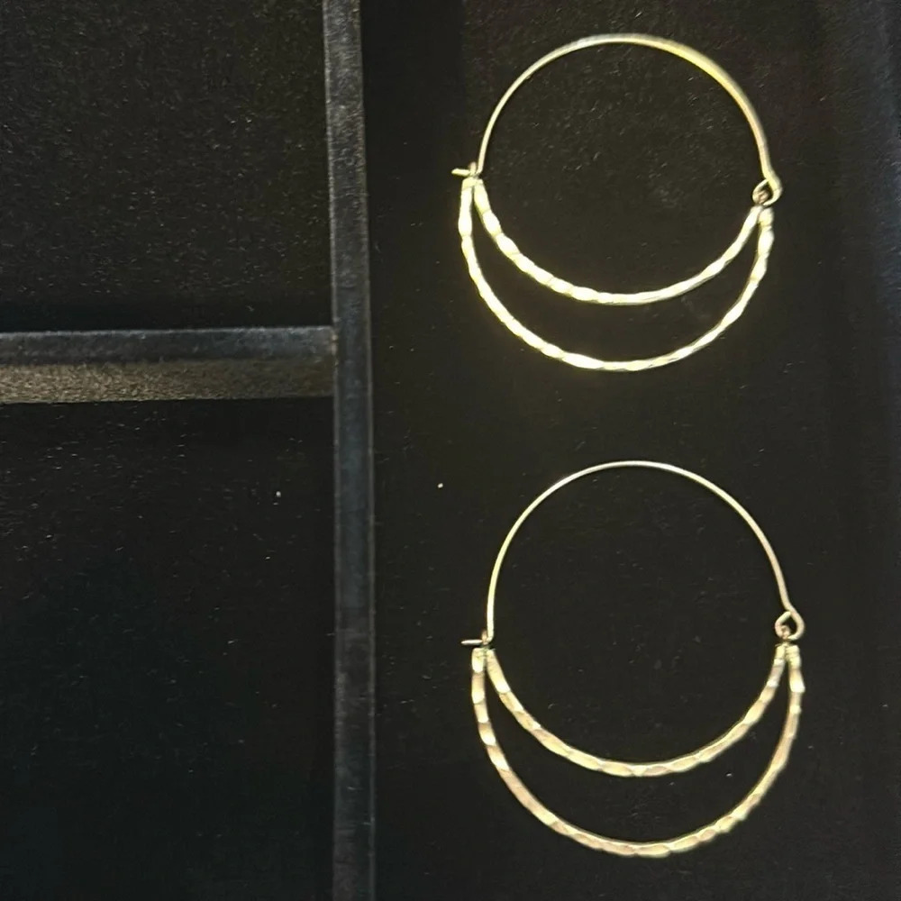 Pierce gold tone earrings. The drop on the earrings is 1 1/2 inches.​